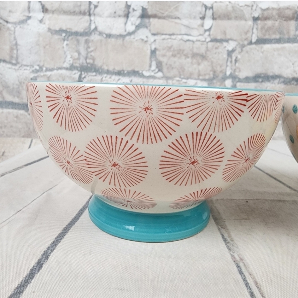 The Pioneer Woman 6Inch Footed Bowls Set of 2 Atomic Starburst Vintage Bloom - Picture 9 of 11